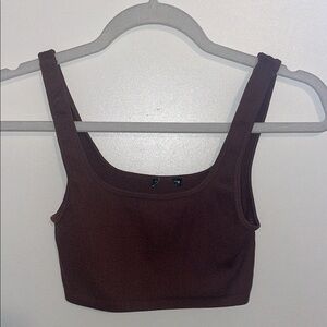 Zara Brown Ribbed Crop Top | XS/S